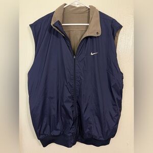 Nike-Fit Golf Vest Reversible Men’s XL/TG Nylon/Fleece Sewn Checkered Swoosh